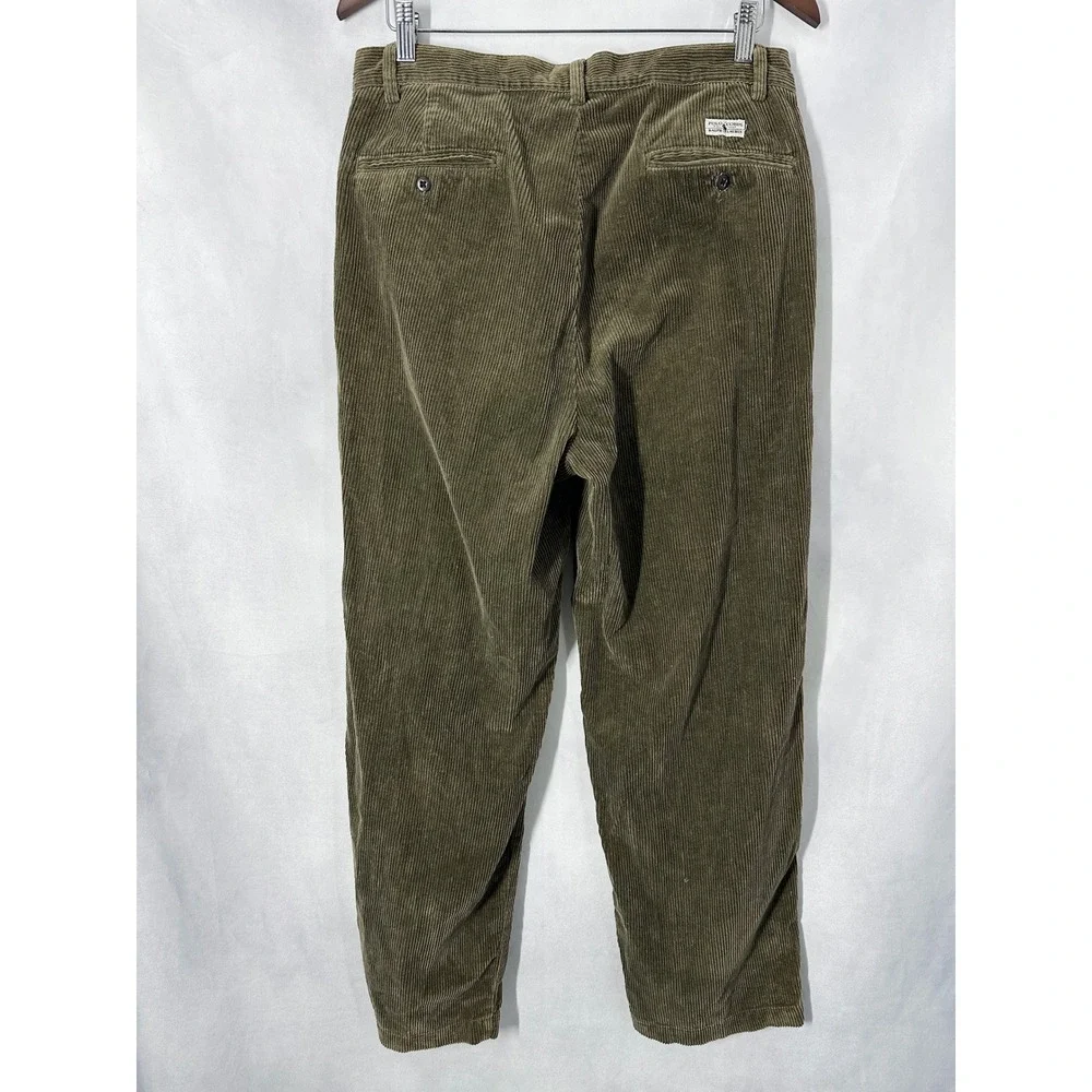 Vintage Polo Ralph Lauren Olive Green Corduroy Andrew Pant Mens Size 33 x 30